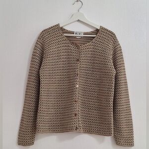 VINTAGE  REBA ROSE legant Beige Knit Cardigan